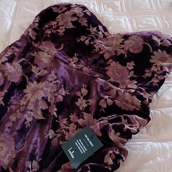 Lulu's Red Wine Floral Burnout Velvet Stapless Maxi Dress - Picture 3 of 12